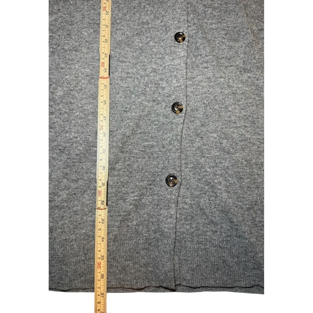 Ann Taylor Longline Cardigan Sweater Gray Wool Blend V Neck Button Front Size M - Picture 9 of 9